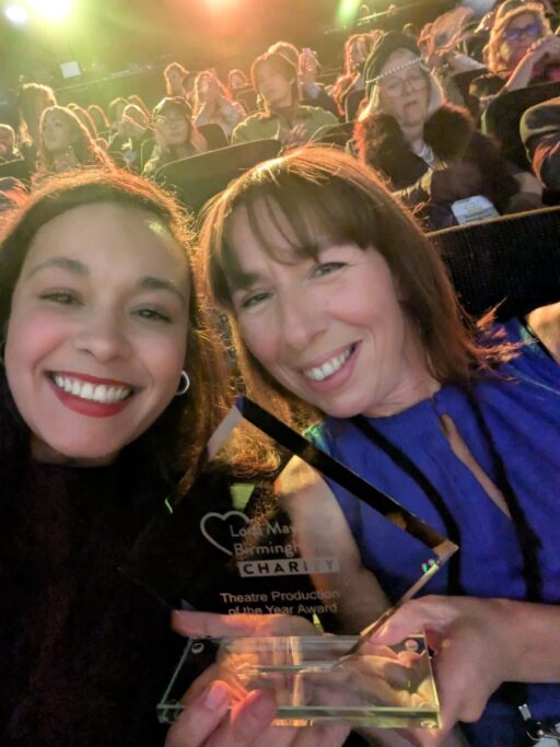Adaya and Katherine holding up Lord Mayor of Birmingham Award